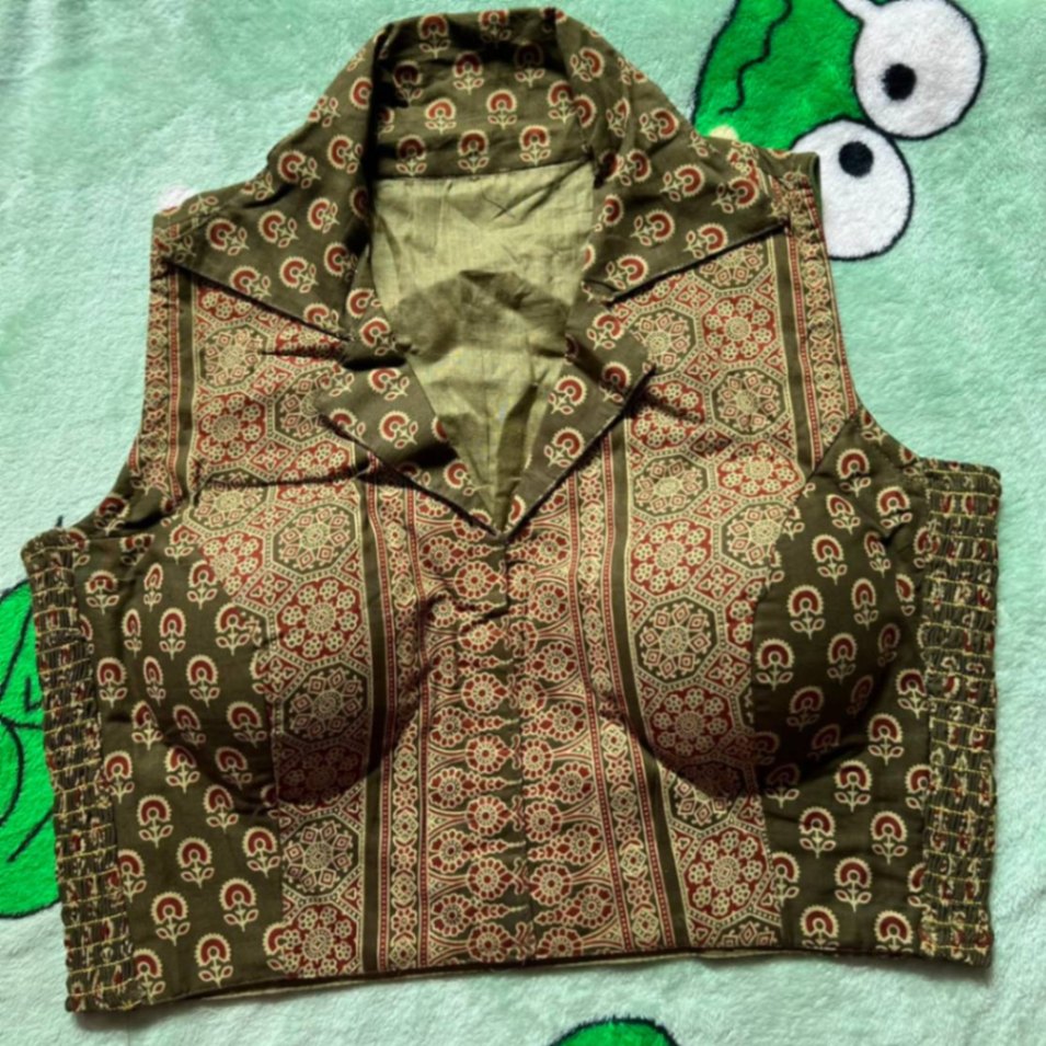 Coat Style Ajrakh Print Cotton Blouse view 4