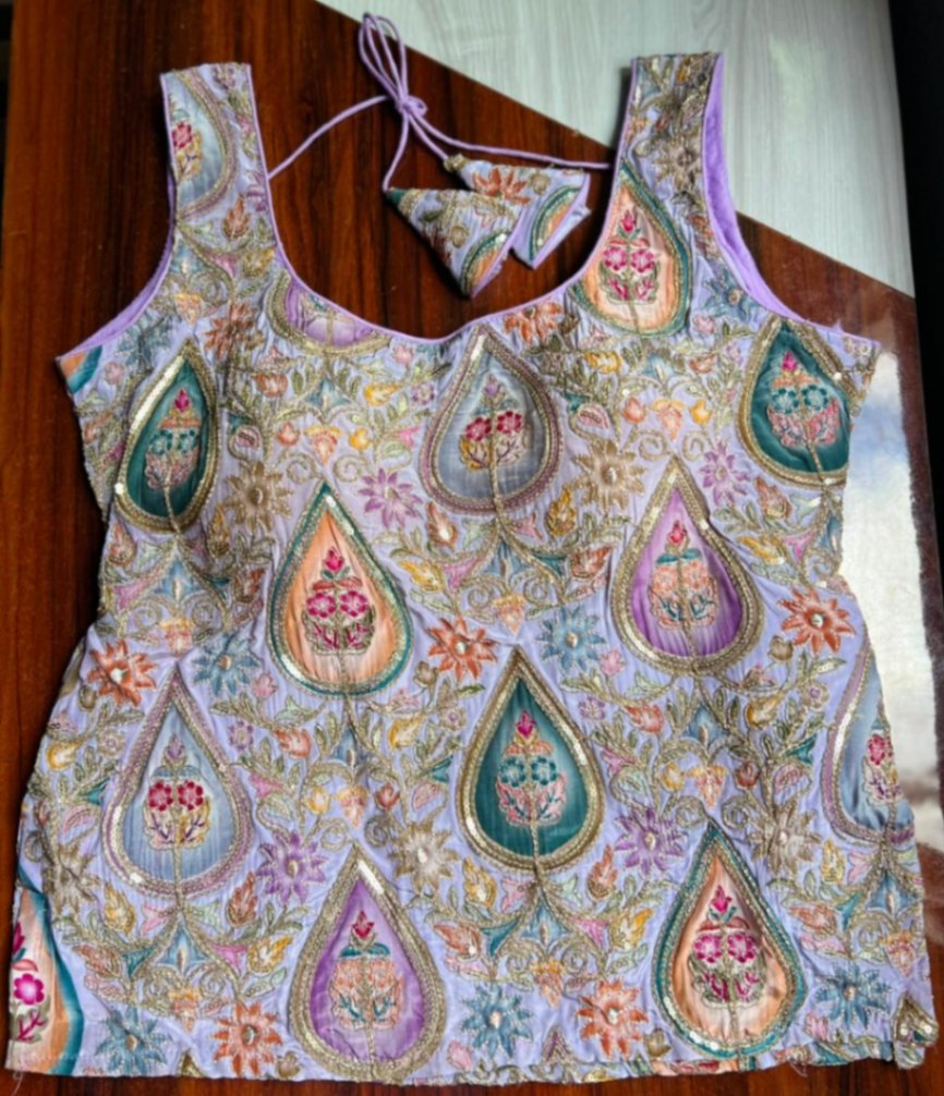 Crepe position Kurthi blouse with additional sleeves view 2