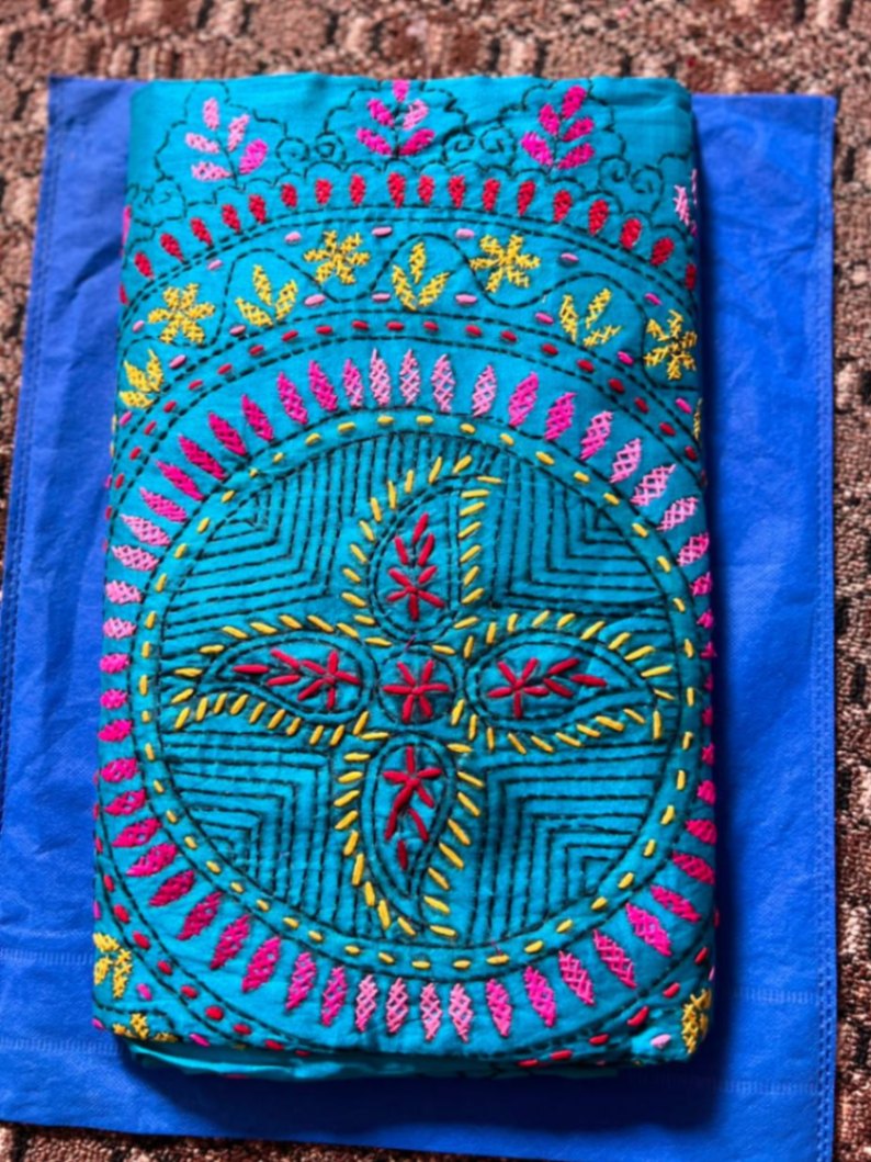 Kantha stitch sari view 1