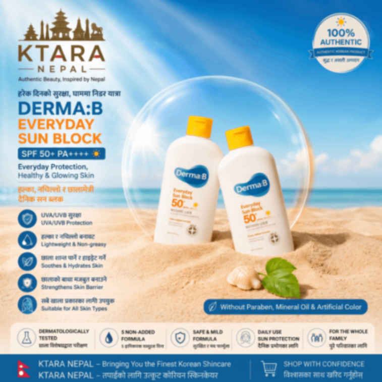Derma-B Everyday Sun Block SPF50+ PA++++ 200ml authentic Korean sunscreen Ktara Nepal