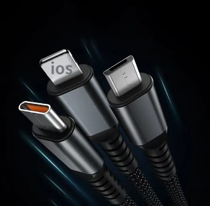 3 in 1 100W Fast Charging Data Cable Automatic Switch Off System view 1
