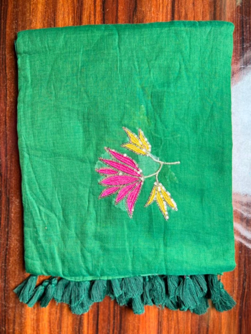 Elegant Mul Cotton Sequence Saree for Women with Delicate Sequence Work