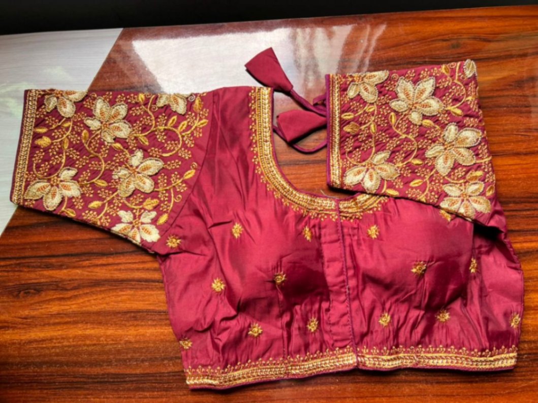 Silk hand work fancy blouse view 3