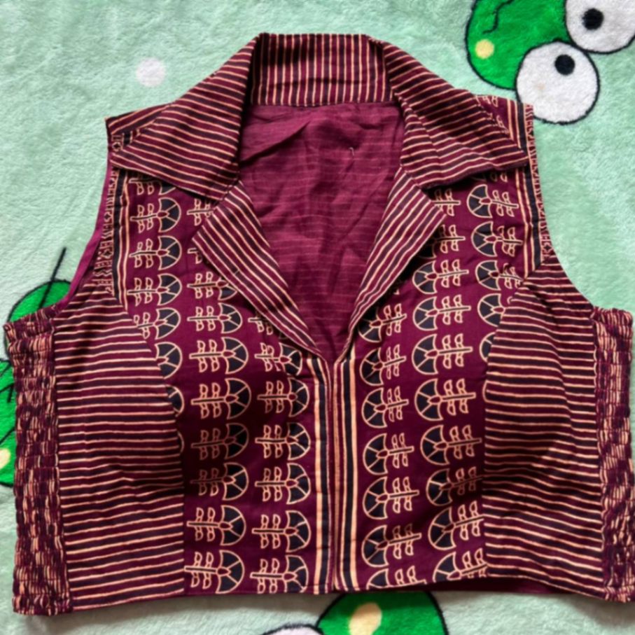 Coat Style Ajrakh Print Cotton Blouse view 1