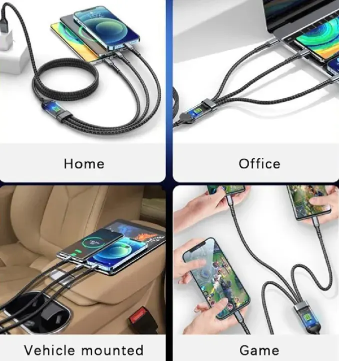 3 in 1 100W Fast Charging Data Cable Automatic Switch Off System view 2