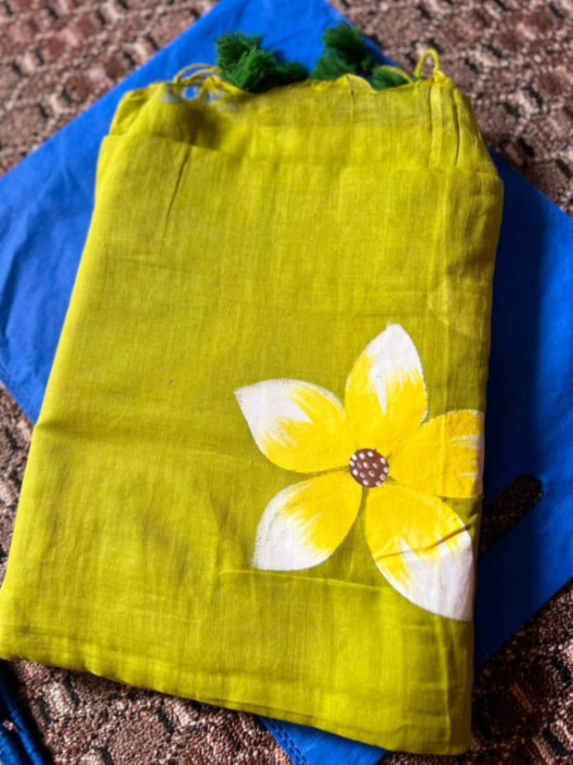 Mul Cotton Hand Painted Sari view 1