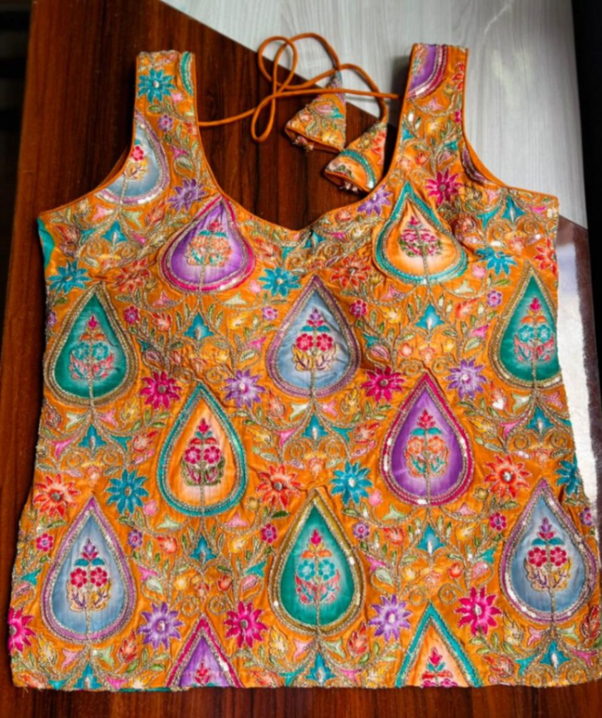 Crepe position Kurthi blouse with additional sleeves view 3