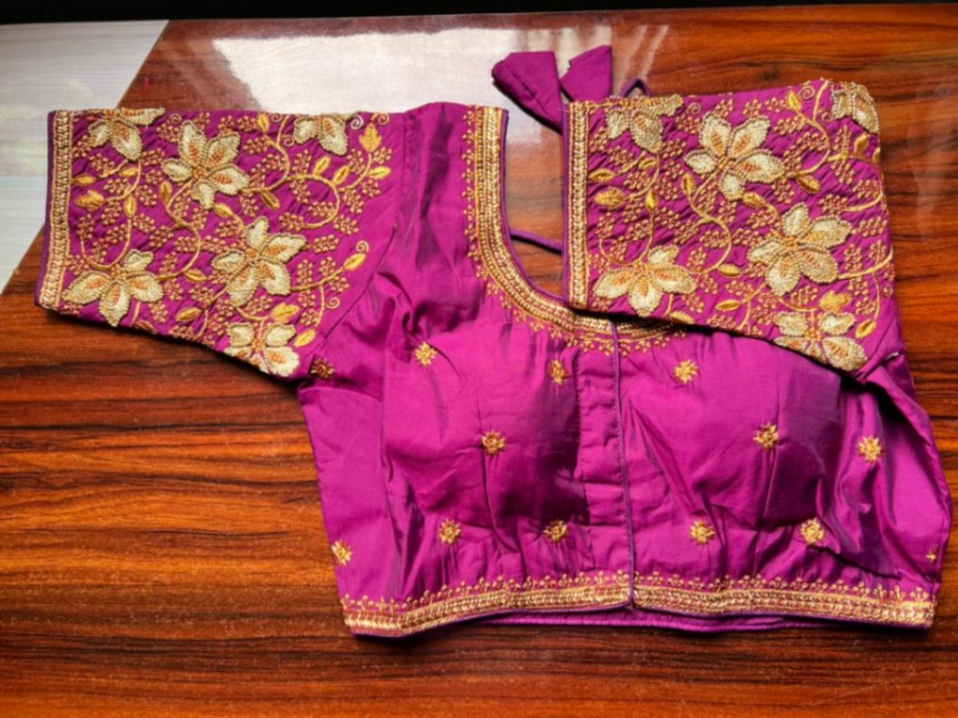 Silk hand work fancy blouse view 4