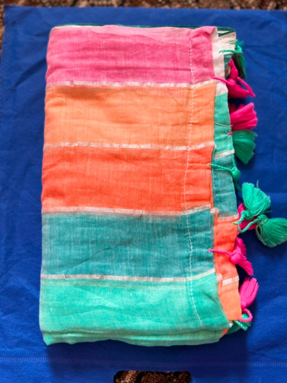 Mul Cotton Rainbow Sari with Blouse view 6