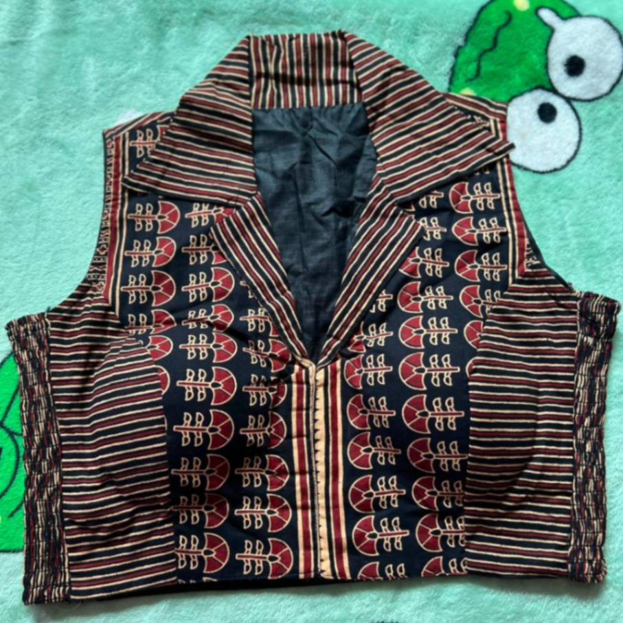 Coat Style Ajrakh Print Cotton Blouse view 2