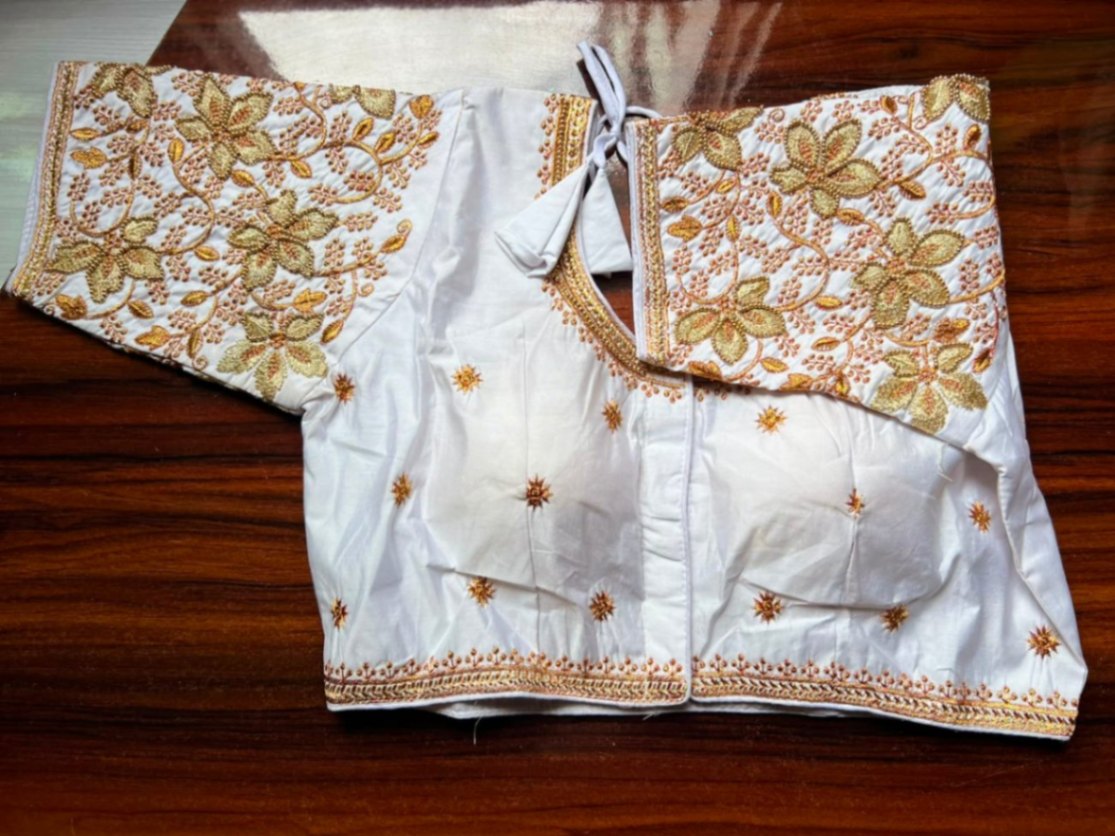 Silk hand work fancy blouse view 5