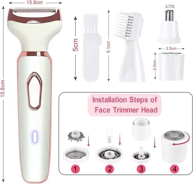 4In1 Electric Razor For Women Painless Hair Removal Epilator Face Body view 5