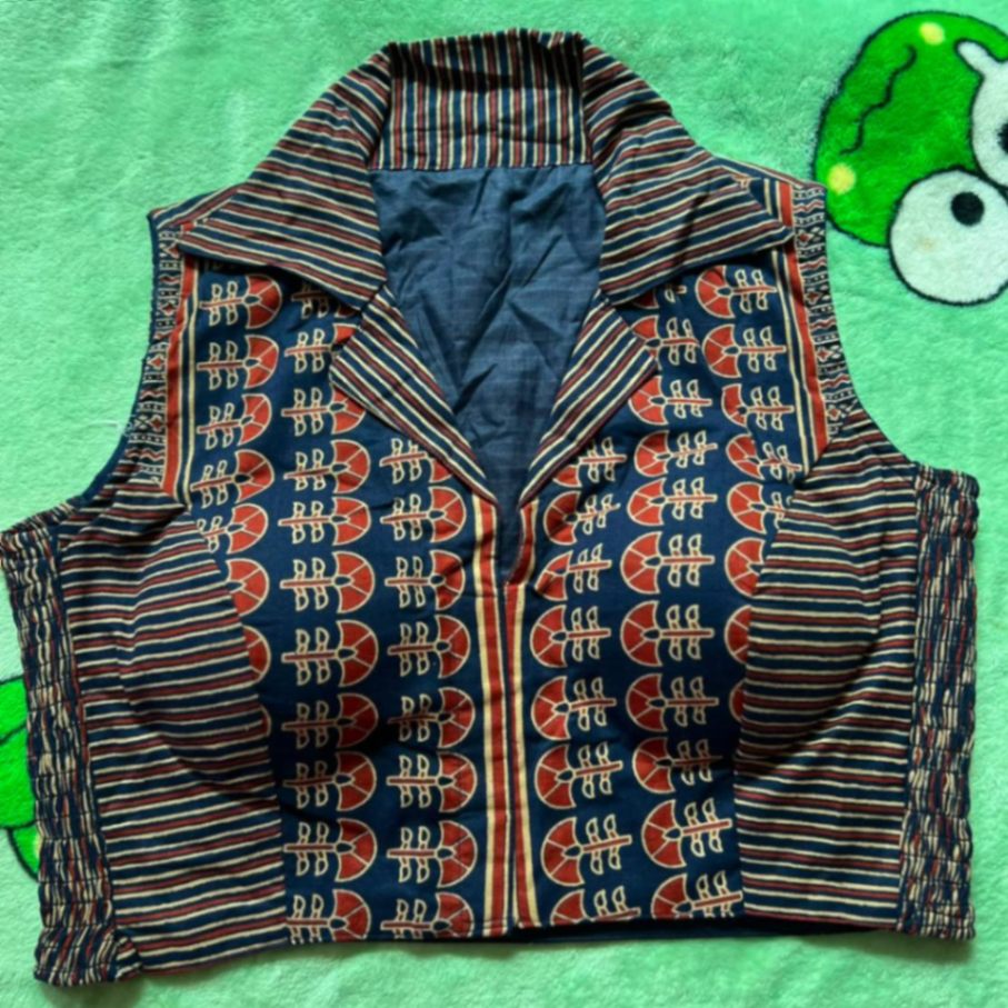 Coat Style Ajrakh Print Cotton Blouse view 3