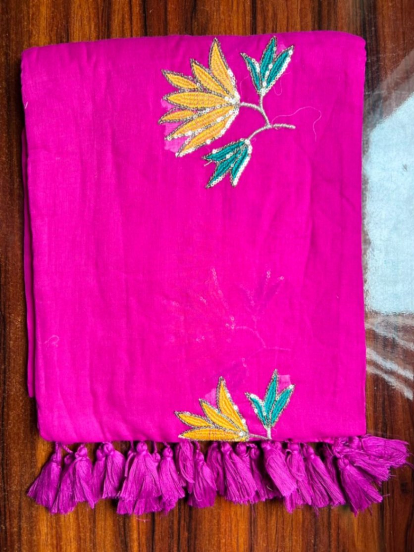 Mul Cotton sequence Saree view 3