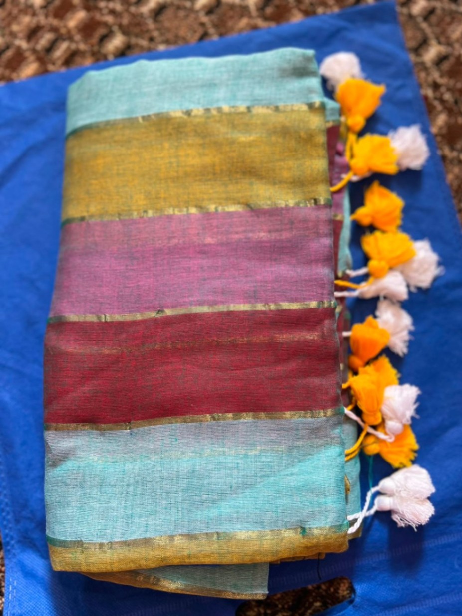 Mul Cotton Rainbow Sari with Blouse view 7