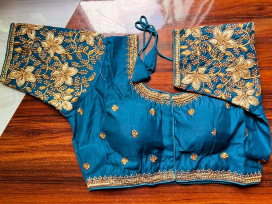 Silk hand work fancy blouse view 2