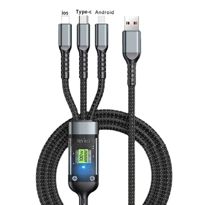 3 in 1 100W Fast Charging Data Cable Automatic Switch Off System view 4