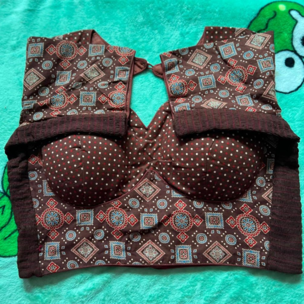 Double Print Ajrakh Cotton Blouse view 1