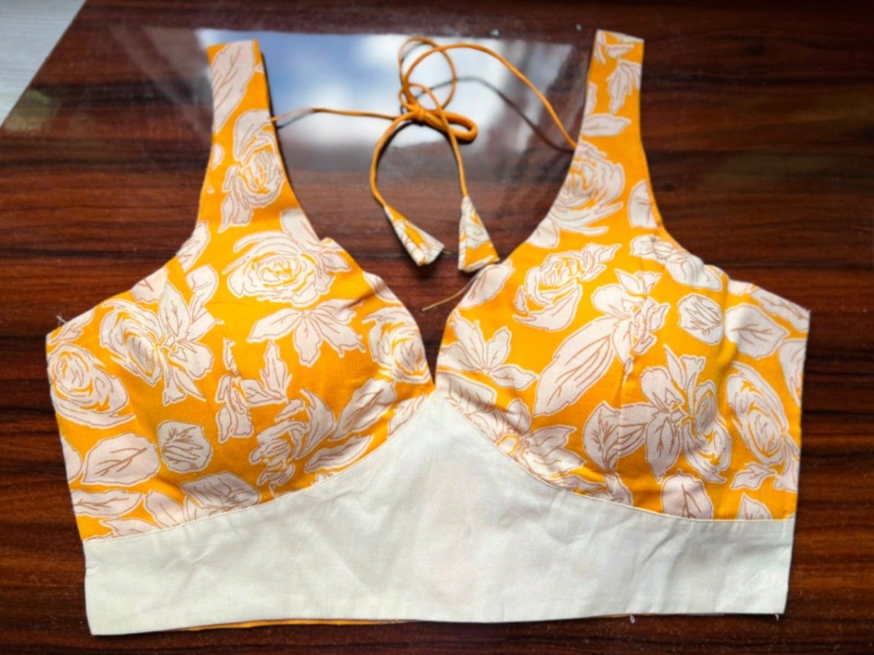 Cotton Blouse with additional sleeves for comfortable saree wear.