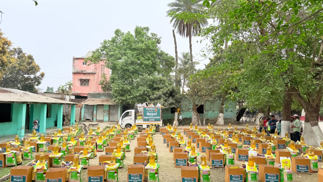 Volunteers delivering food boxes with compassion in Biratnagar, Nepal