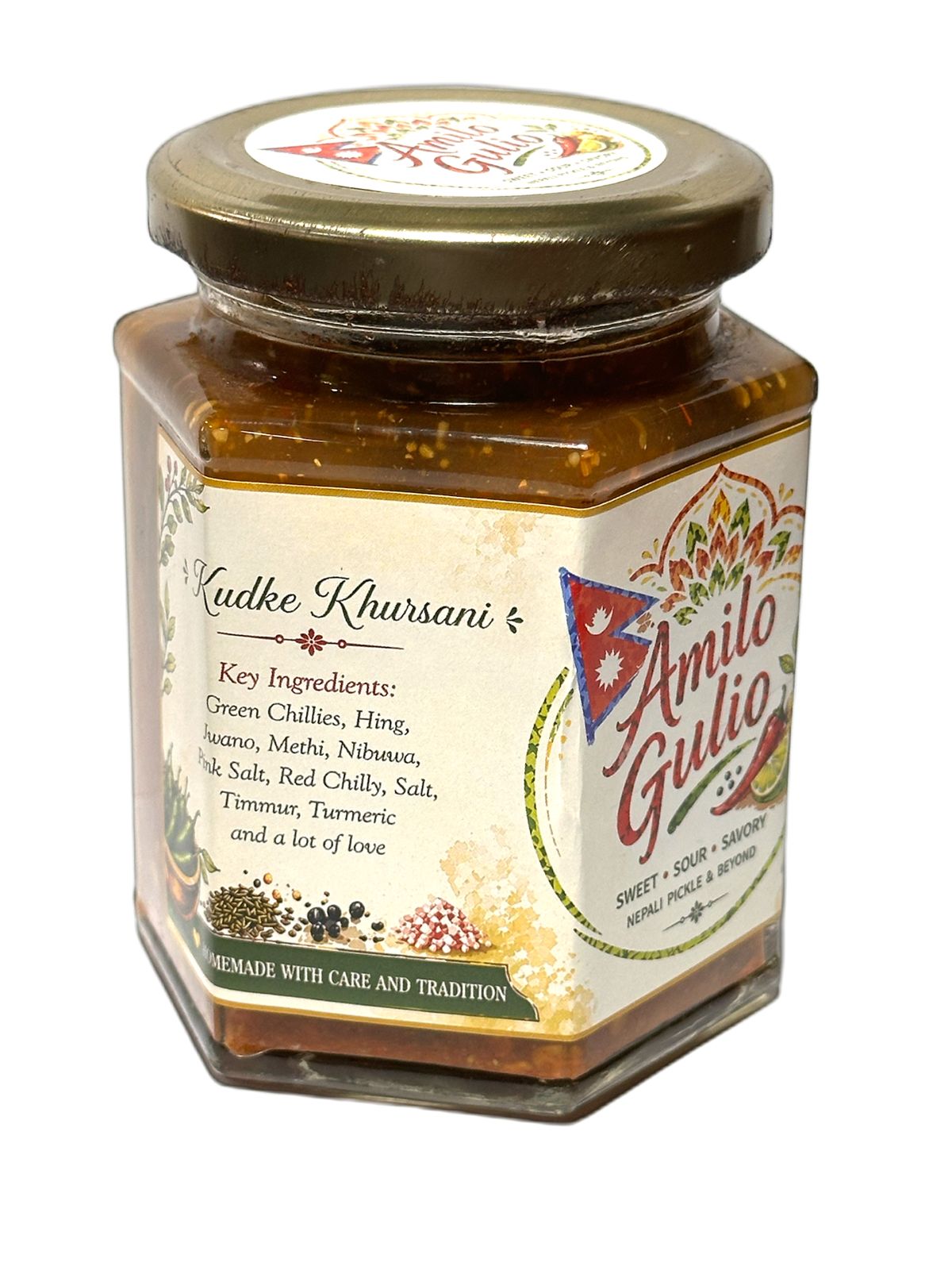Kudke Khursani Achaar (Hexa Jar 270 gm)